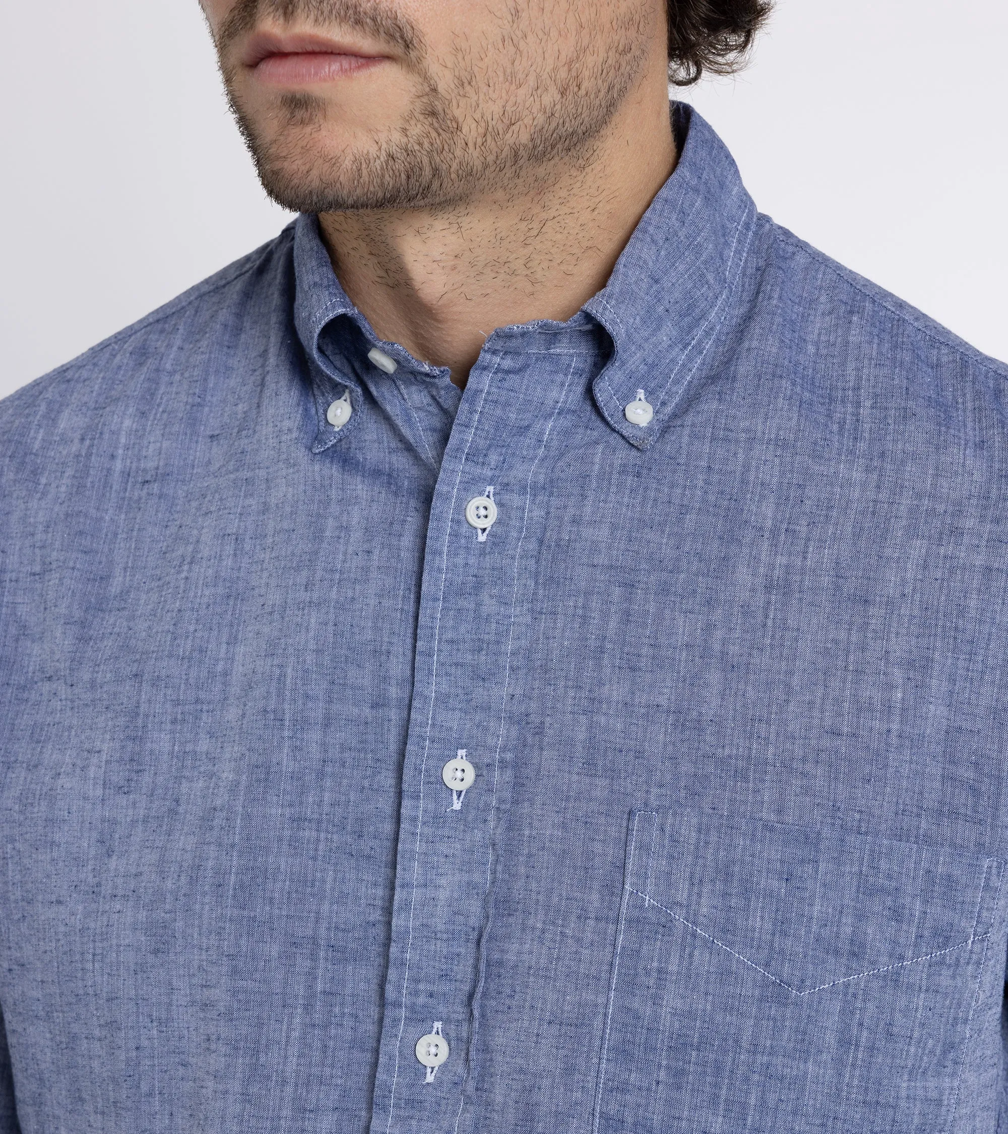 Gitman Vintage Japanese Cotton Linen Chambray Shirt: Blue