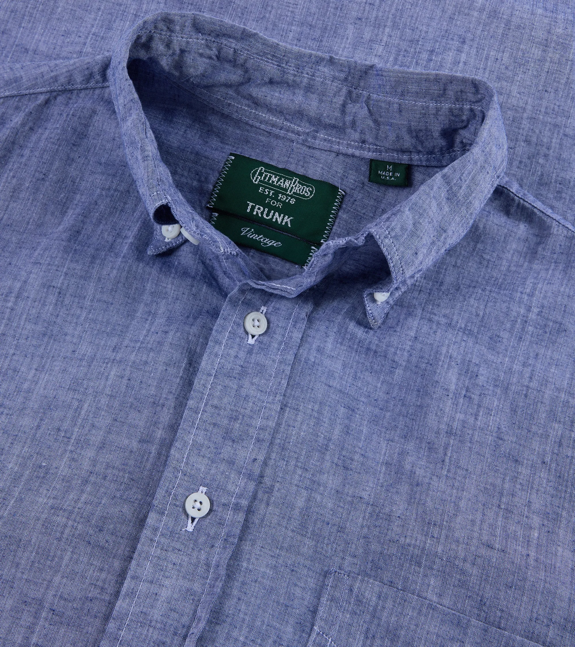 Gitman Vintage Japanese Cotton Linen Chambray Shirt: Blue