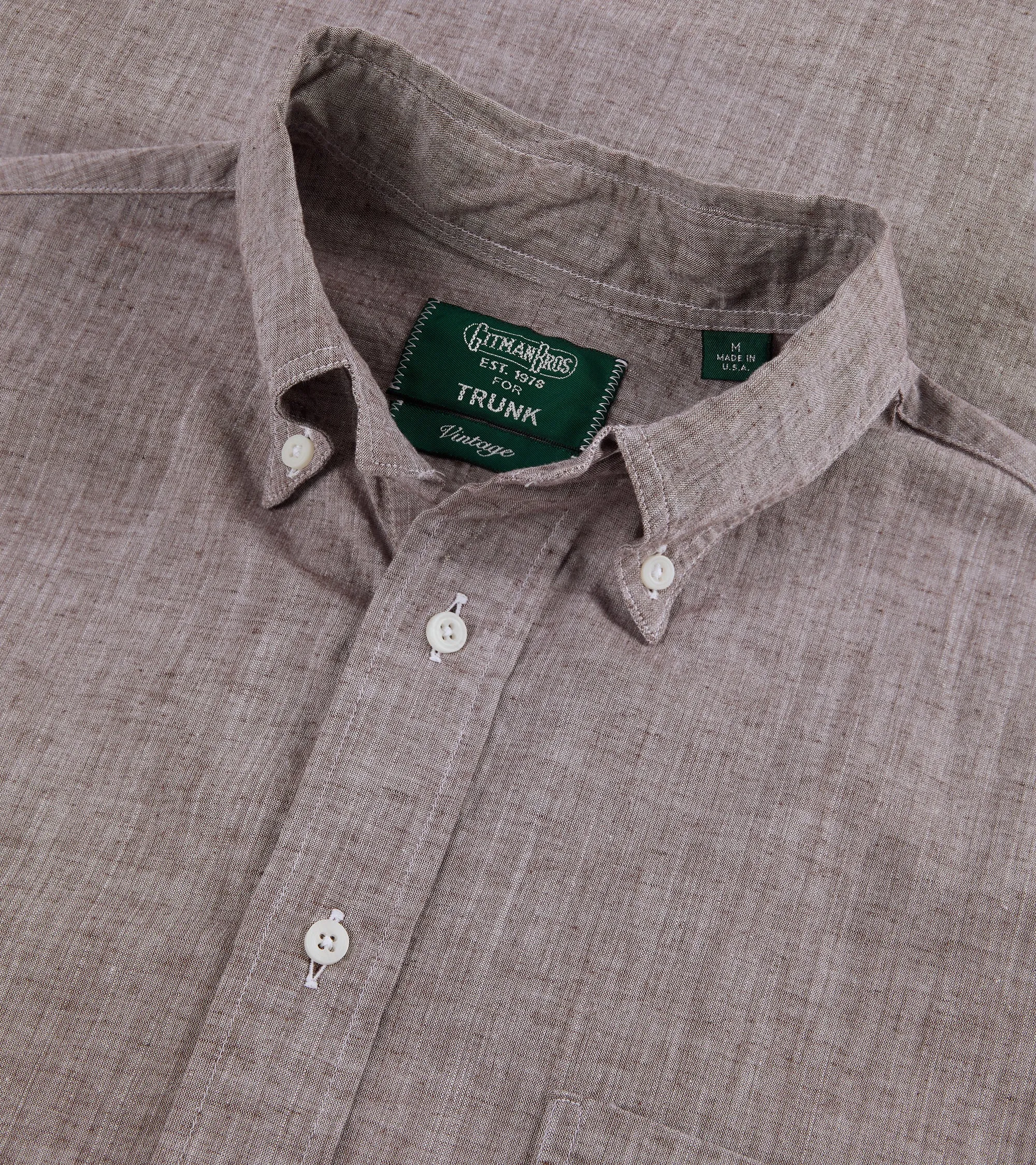 Gitman Vintage Japanese Cotton Linen Chambray Shirt: Brown