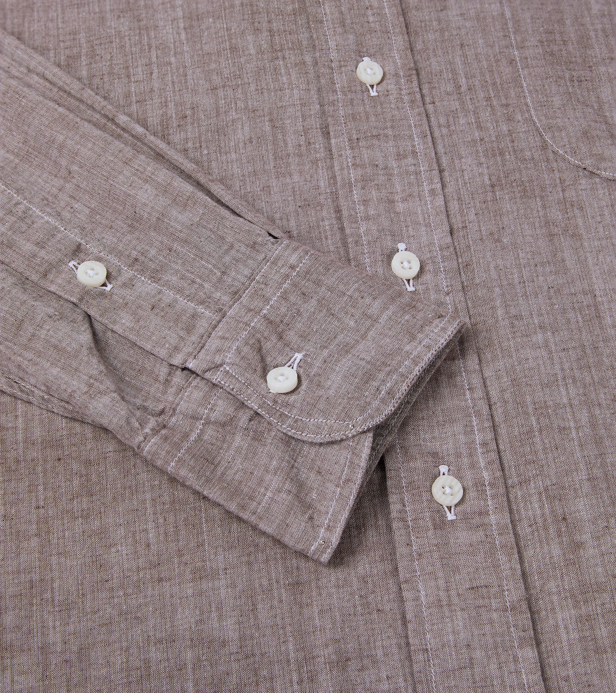 Gitman Vintage Japanese Cotton Linen Chambray Shirt: Brown