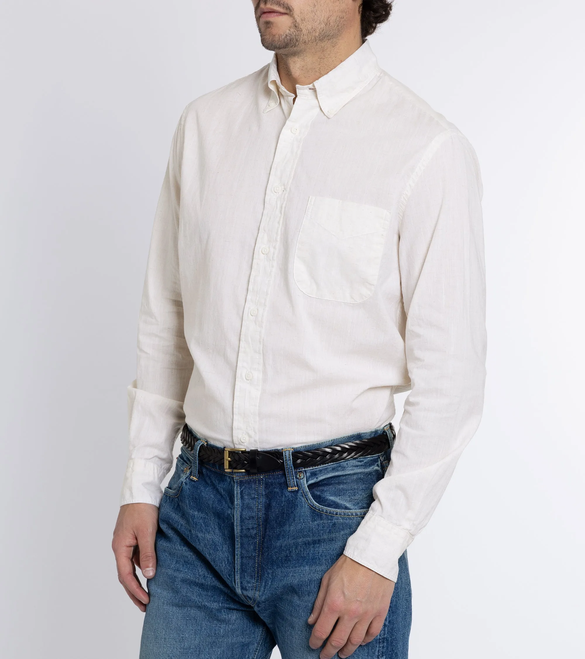 Gitman Vintage Japanese Cotton Linen Chambray Shirt: Oatmeal