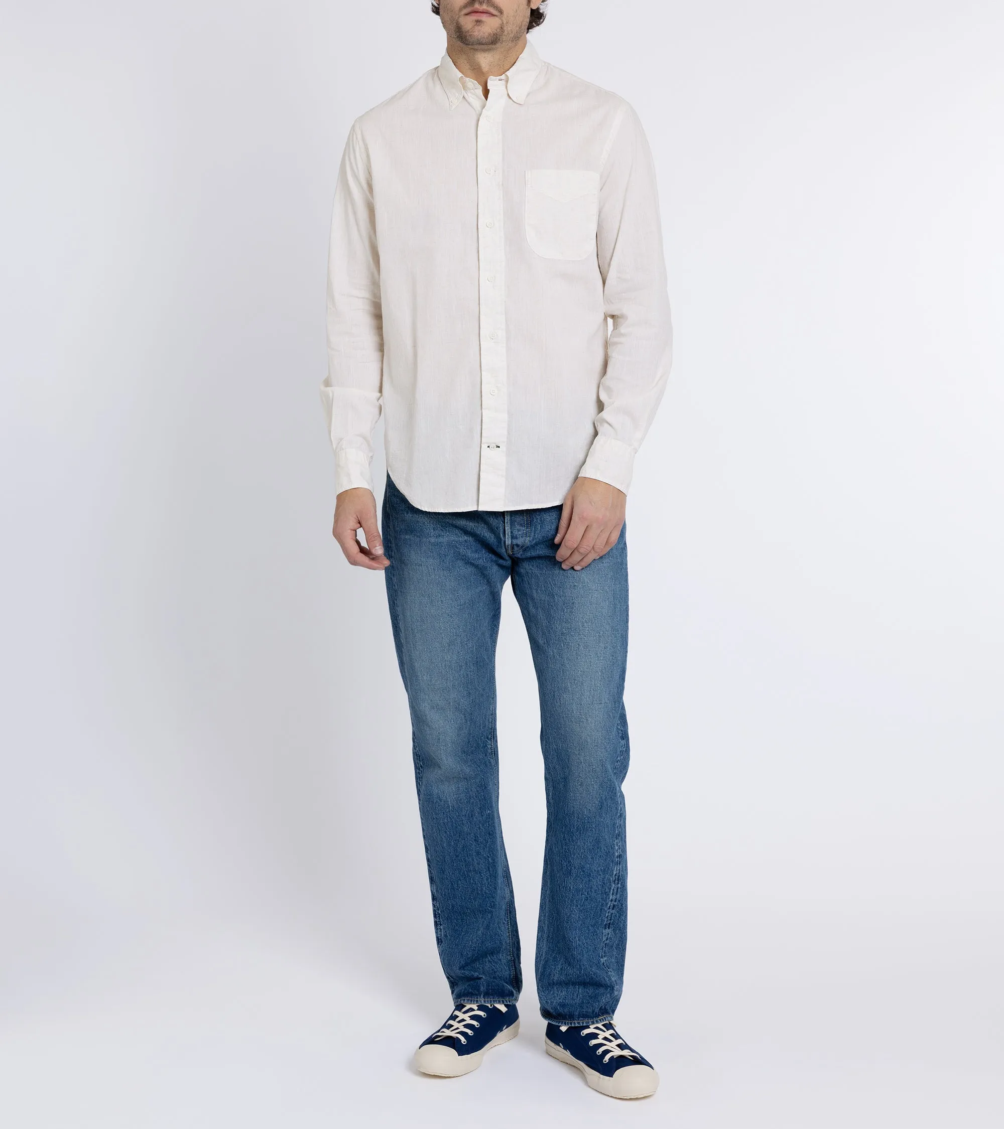 Gitman Vintage Japanese Cotton Linen Chambray Shirt: Oatmeal