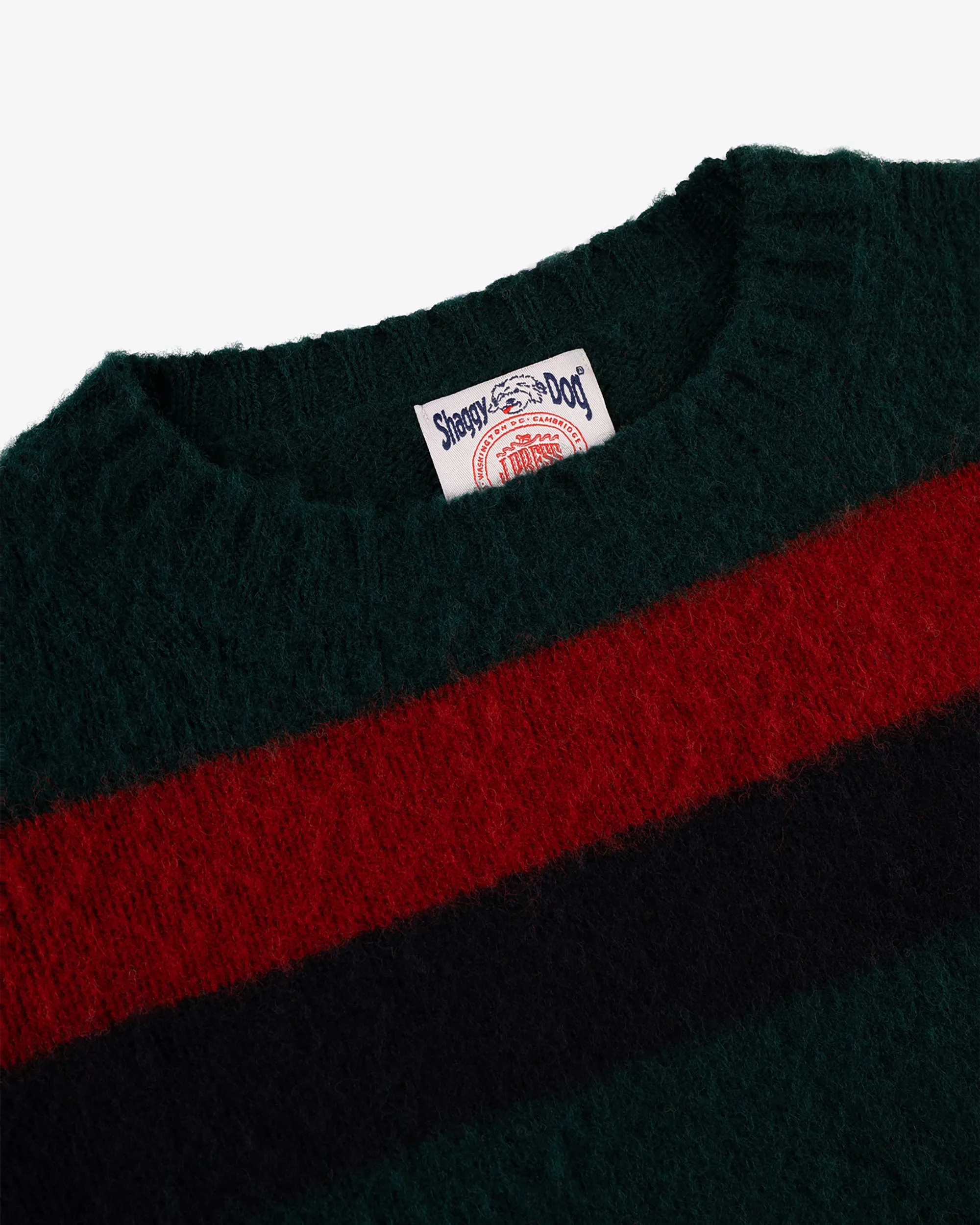 GREEN REGIMENTAL STRIPE SHAGGY DOG SWEATER