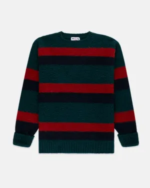 GREEN REGIMENTAL STRIPE SHAGGY DOG SWEATER