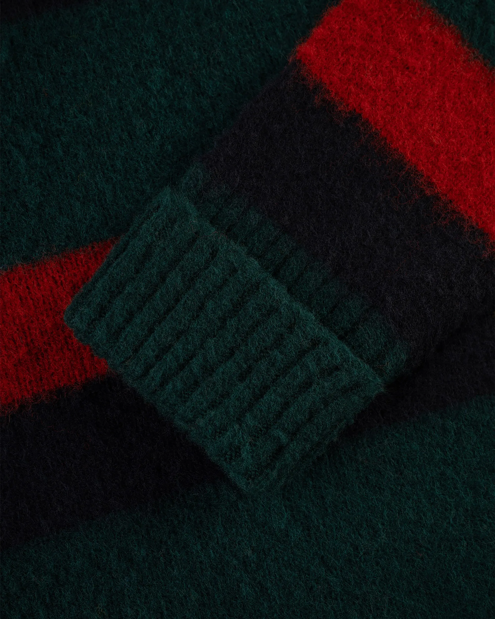 GREEN REGIMENTAL STRIPE SHAGGY DOG SWEATER