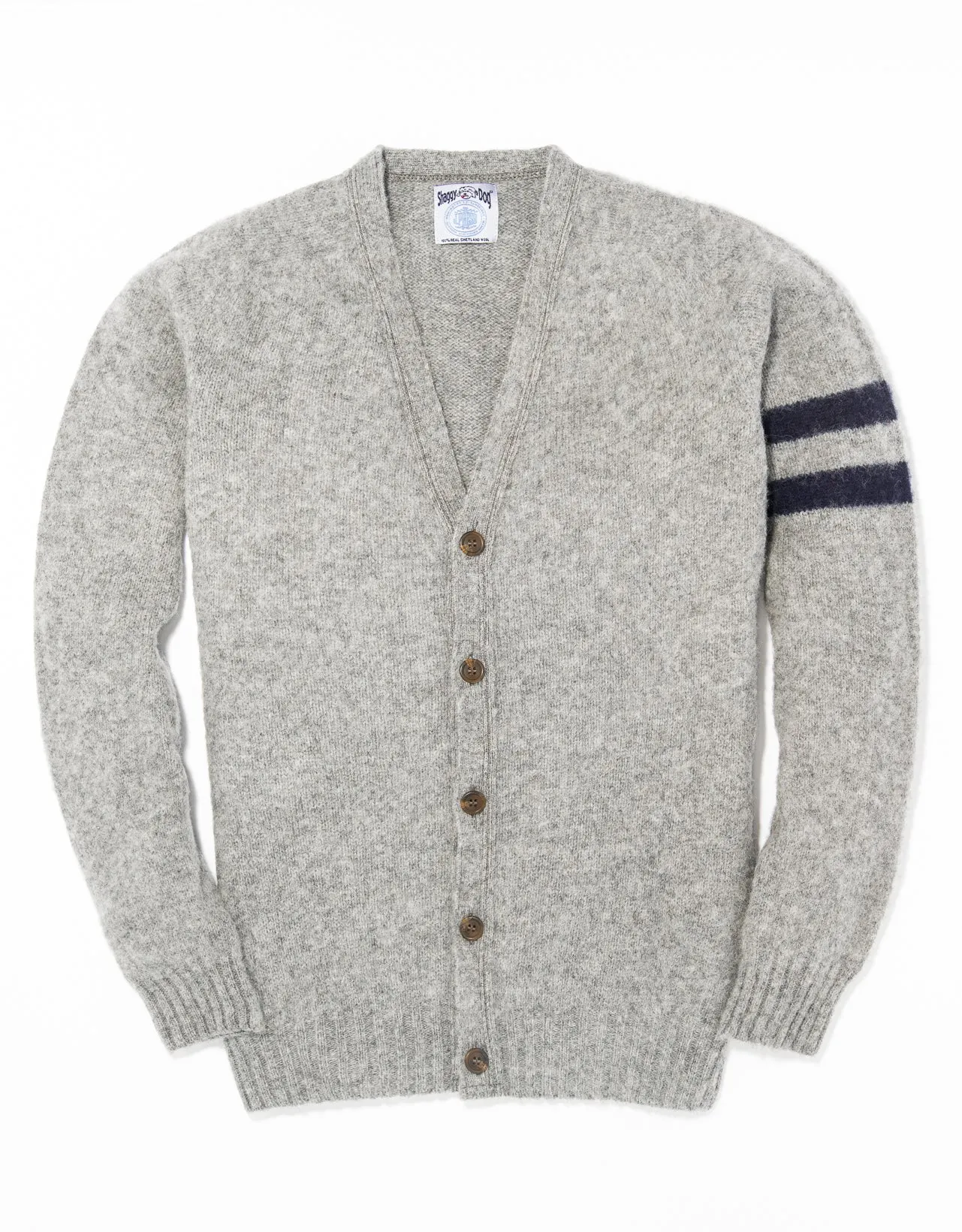 GREY SHAGGY DOG UNIVERSITY CARDIGAN - TRIM FIT