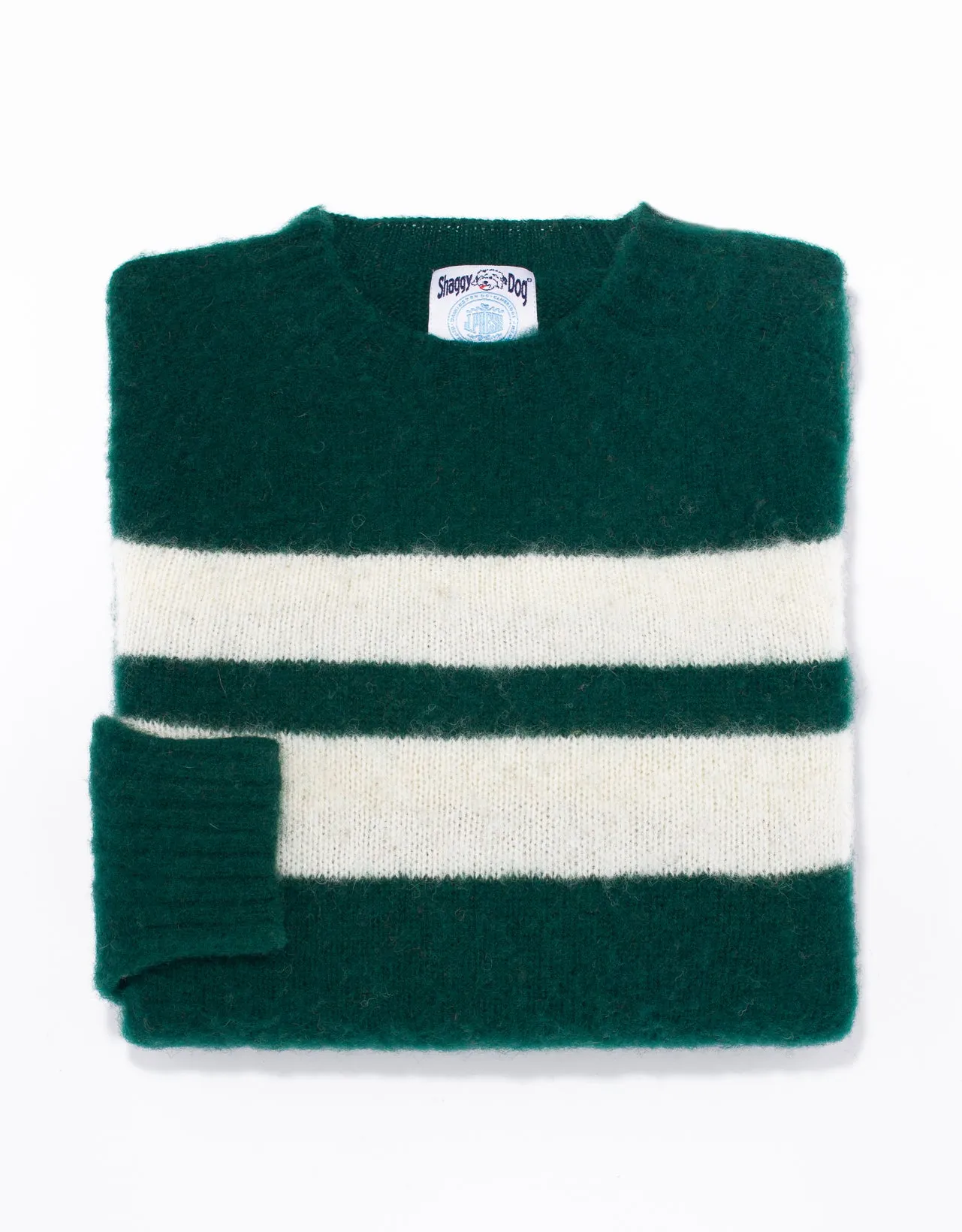 HANOVER GREEN UNIVERSITY STRIPE SHAGGY DOG SWEATER - TRIM FIT