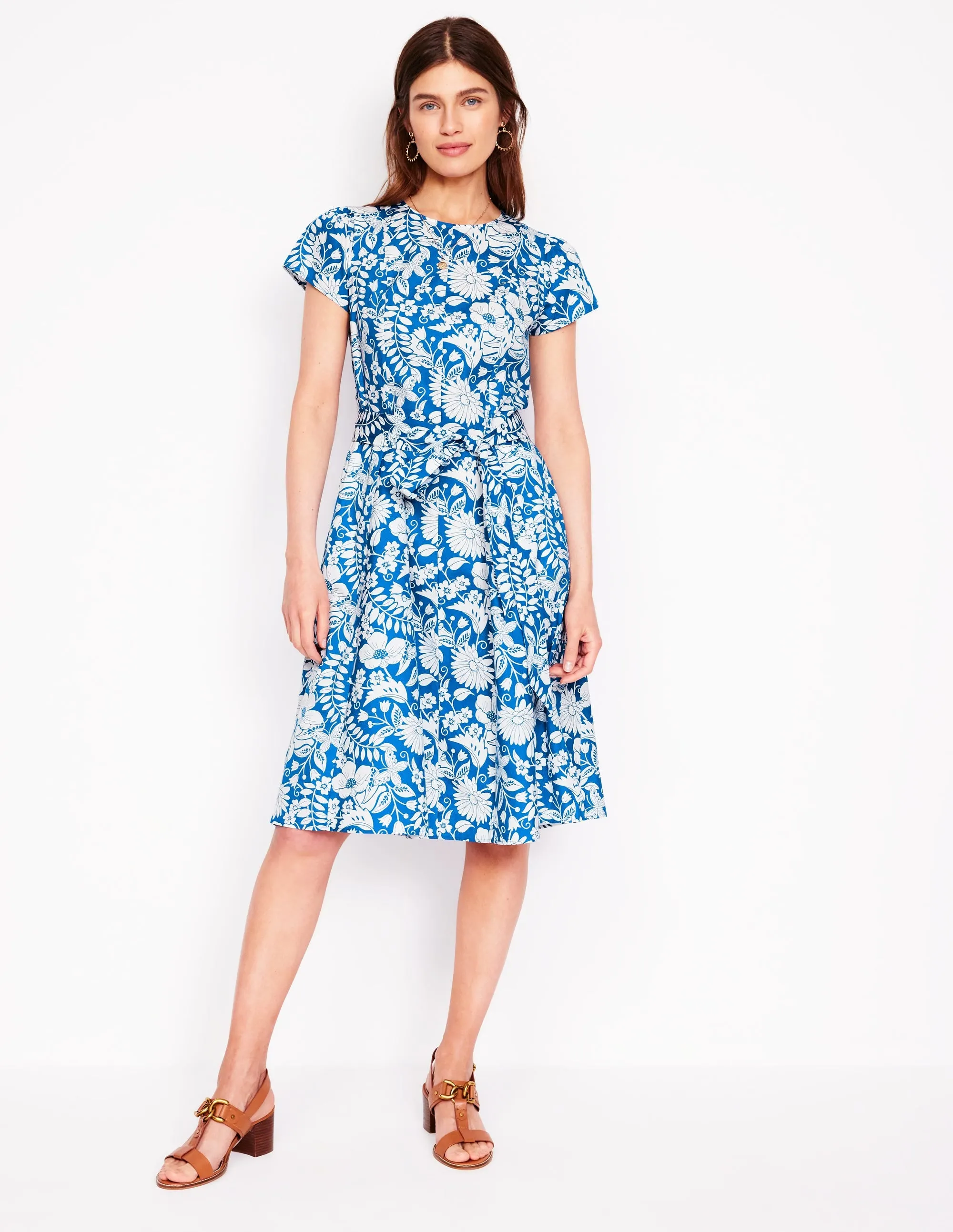 Imo Cotton Short Dress-Gallery Blue. Wildflower Trail