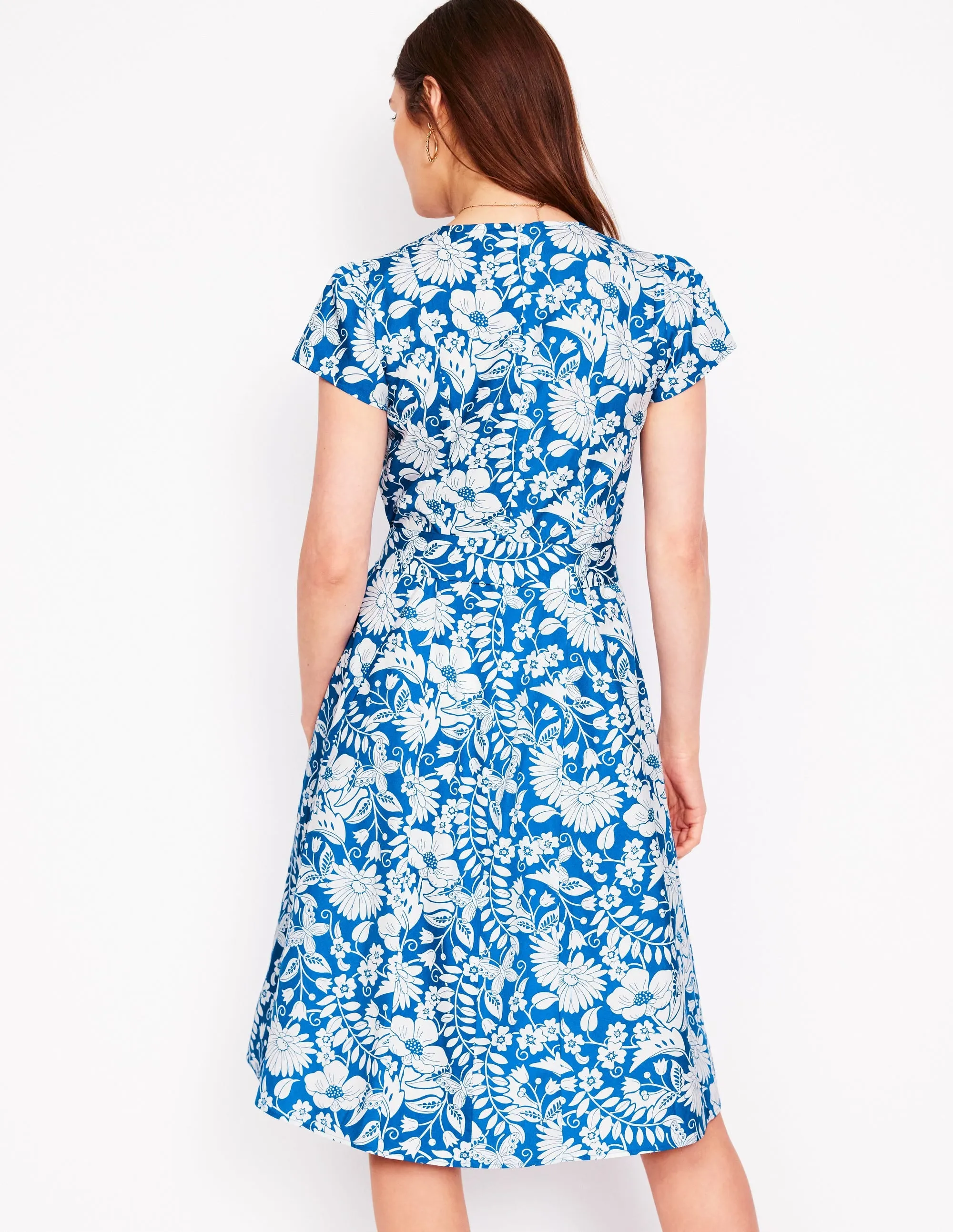 Imo Cotton Short Dress-Gallery Blue. Wildflower Trail