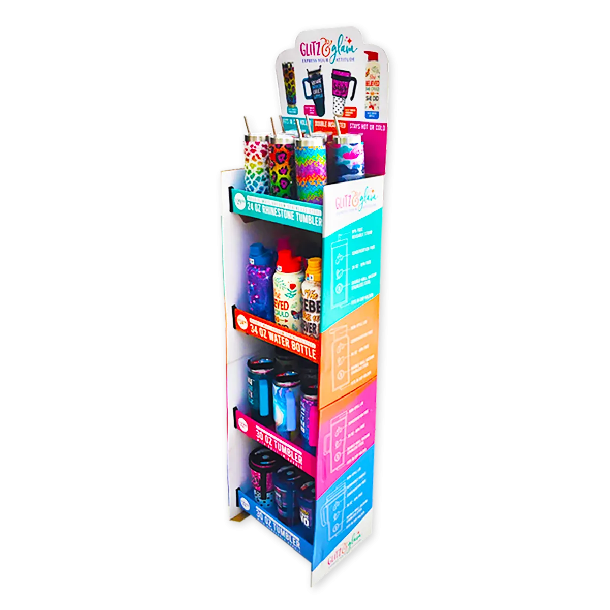 Insulated Drinkware Assortment Floor Display - 24 Pieces Per Retail Ready Display 88499