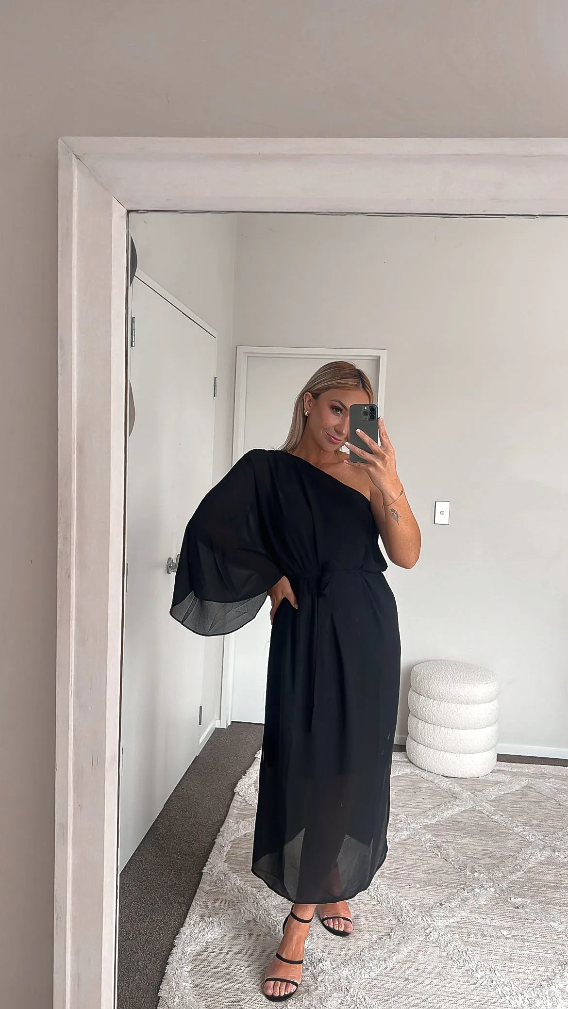 Jane James Saffron One Shoulder Dress Black