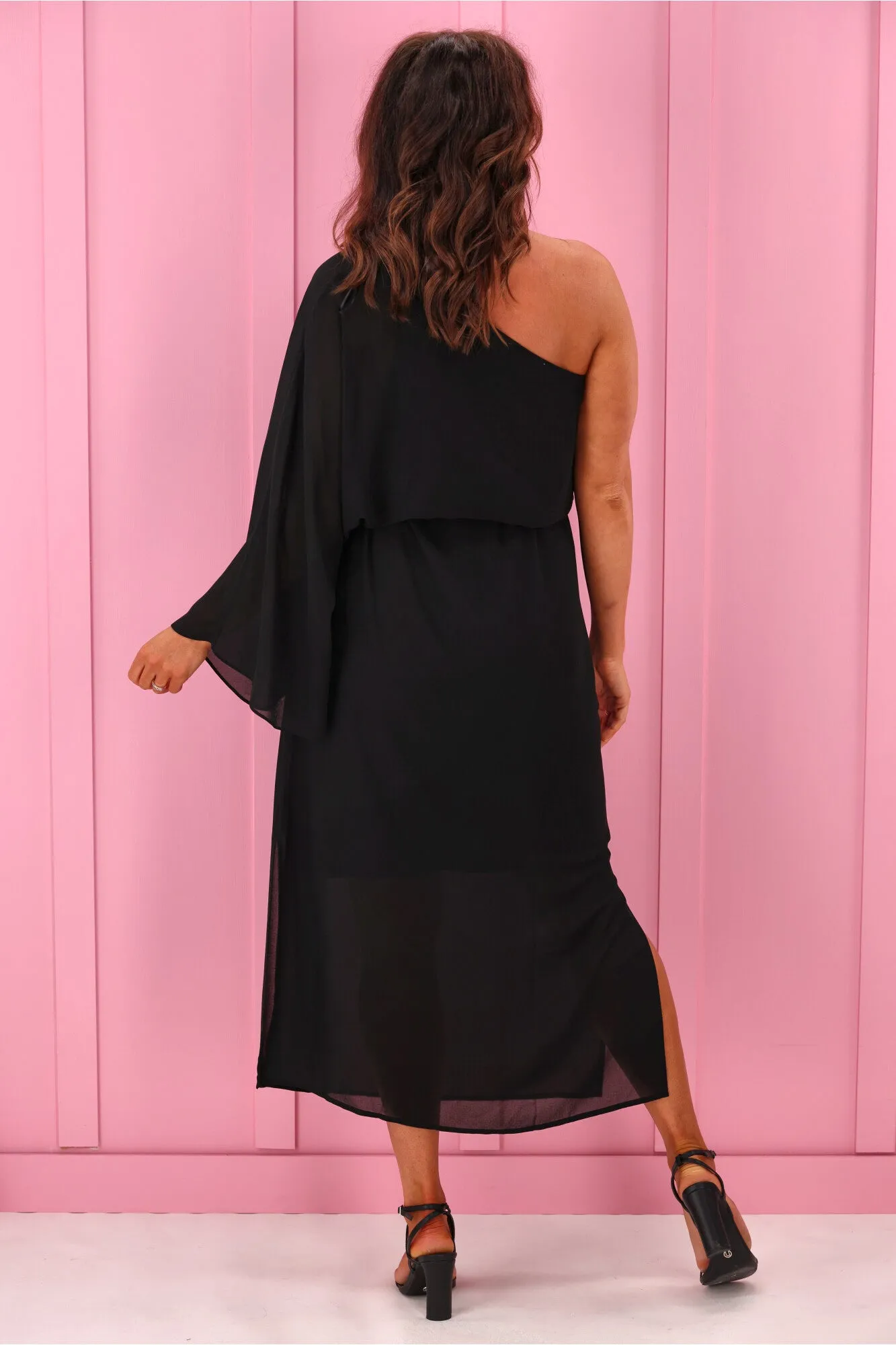 Jane James Saffron One Shoulder Dress Black