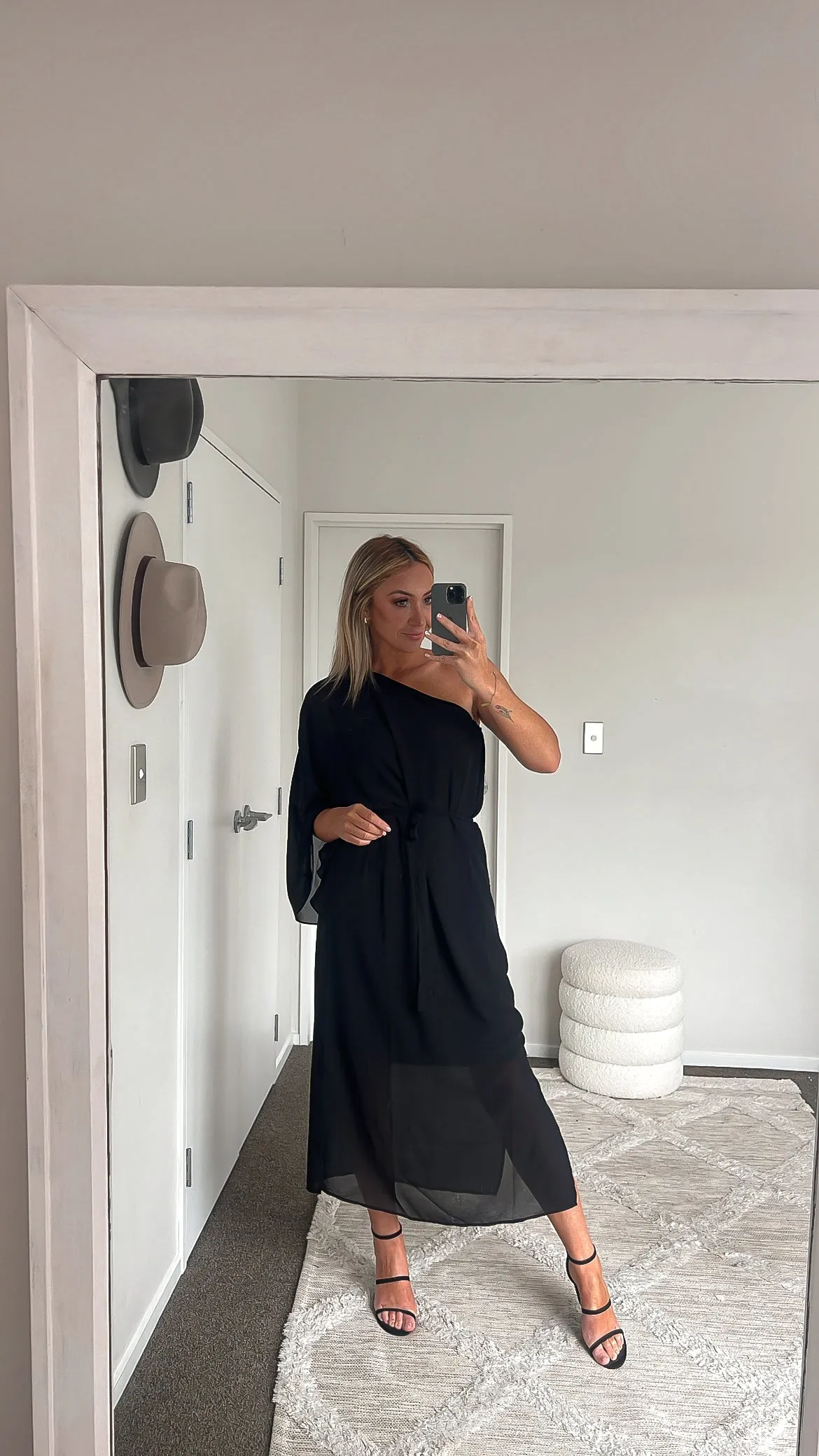 Jane James Saffron One Shoulder Dress Black
