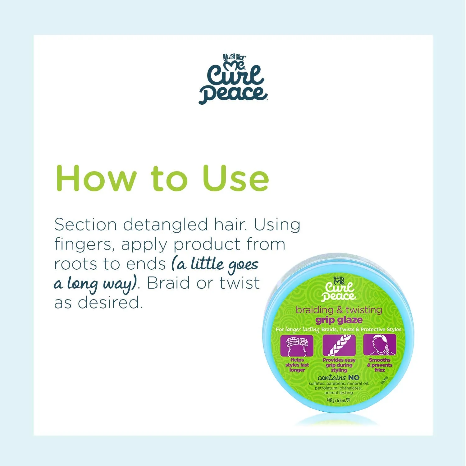 Just For Me Kids Curl Peace Braiding & Twisting Grip Glaze - 5.5 oz