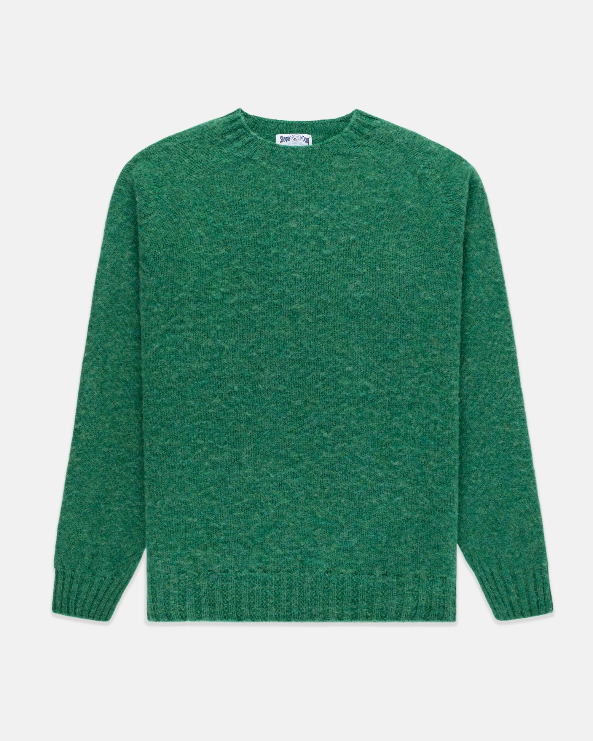 KELLY GREEN SHAGGY DOG CREWNECK SWEATER- TRIM FIT