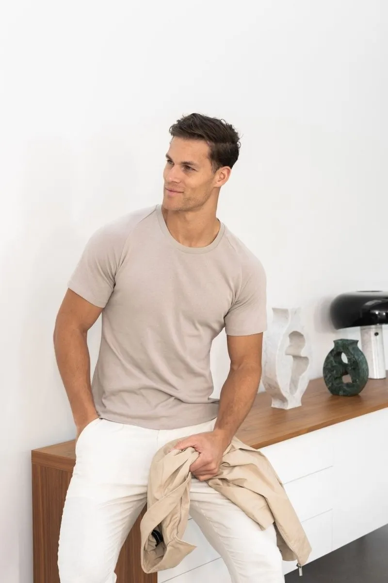 Knit Look T-Shirt in Stone