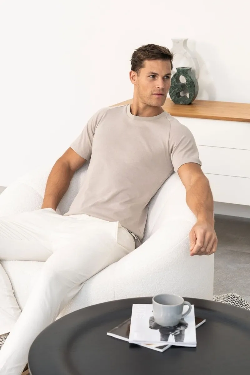 Knit Look T-Shirt in Stone