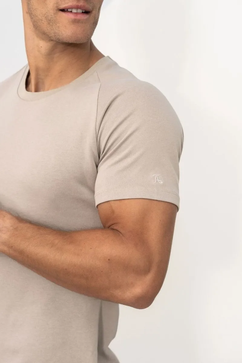 Knit Look T-Shirt in Stone