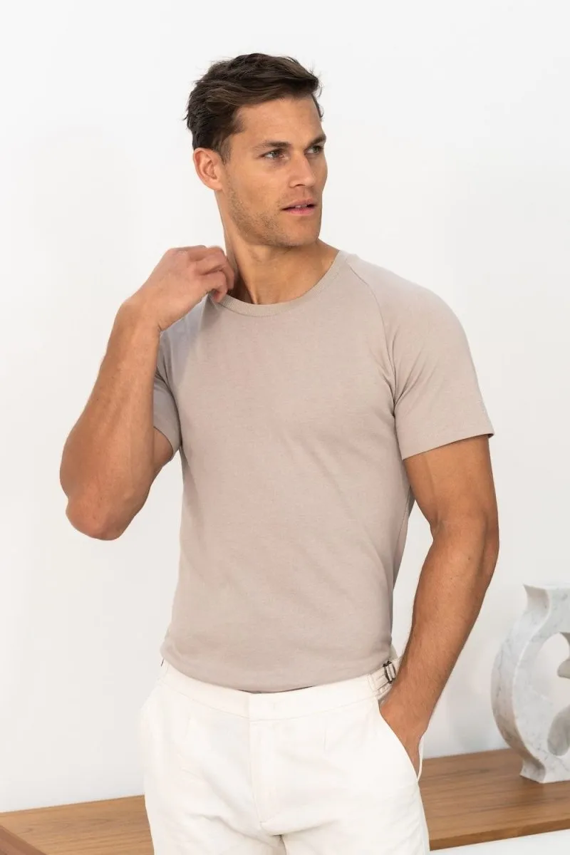 Knit Look T-Shirt in Stone