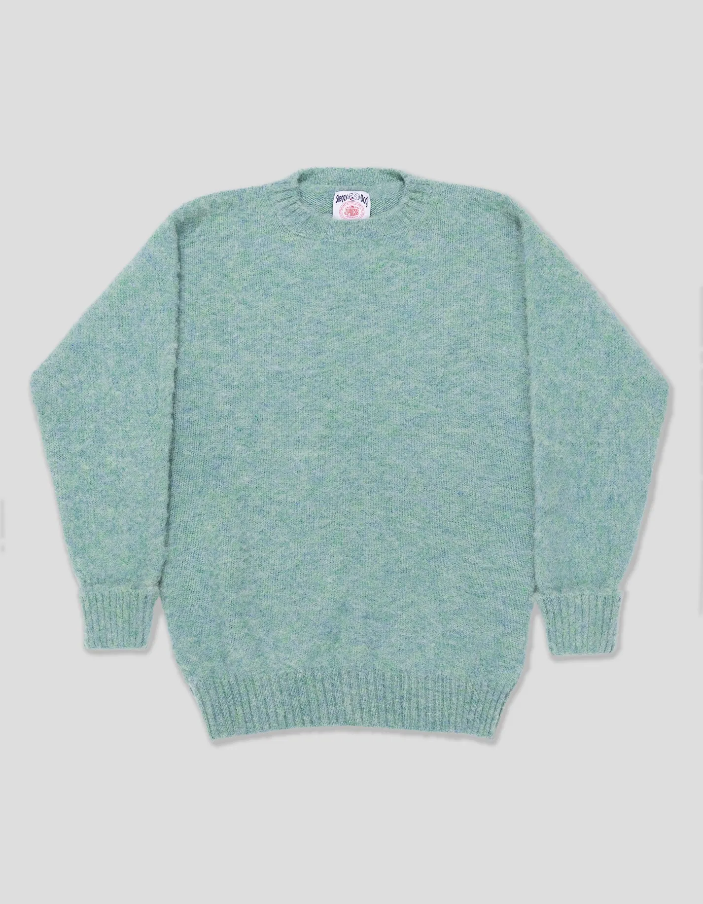 LIGHT GREEN MIX SHAGGY DOG CREWNECK SWEATER