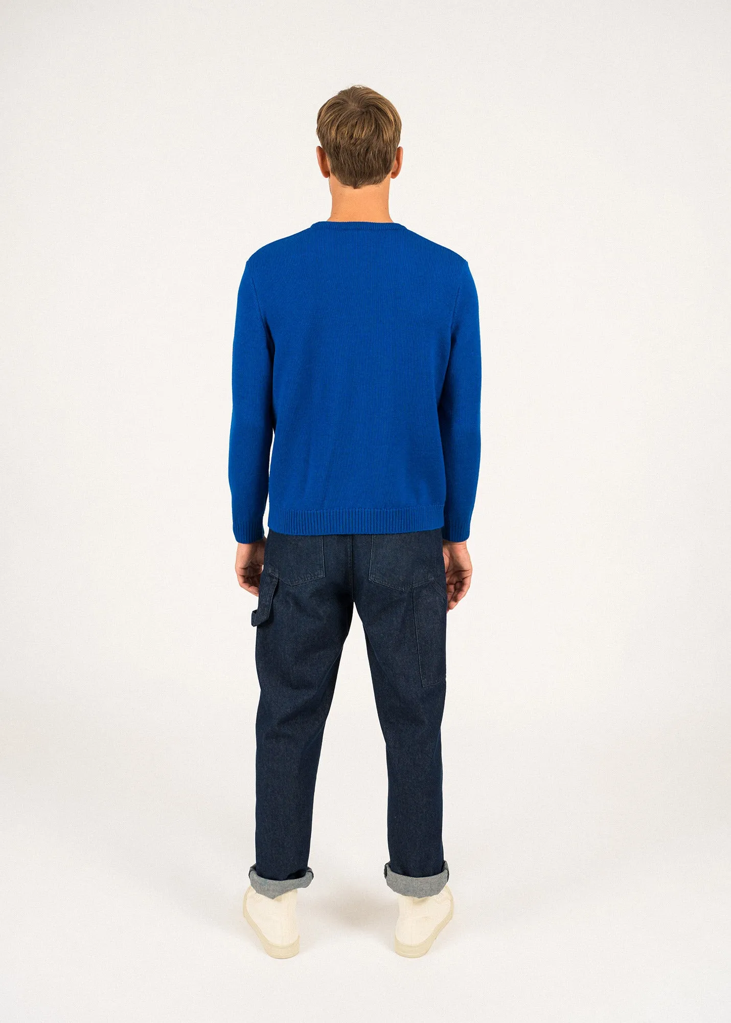 LIGHTHOUSE - Wool Sweater with lighthouse brooch by Macon & Lesquoy (ROYAL BLUE)