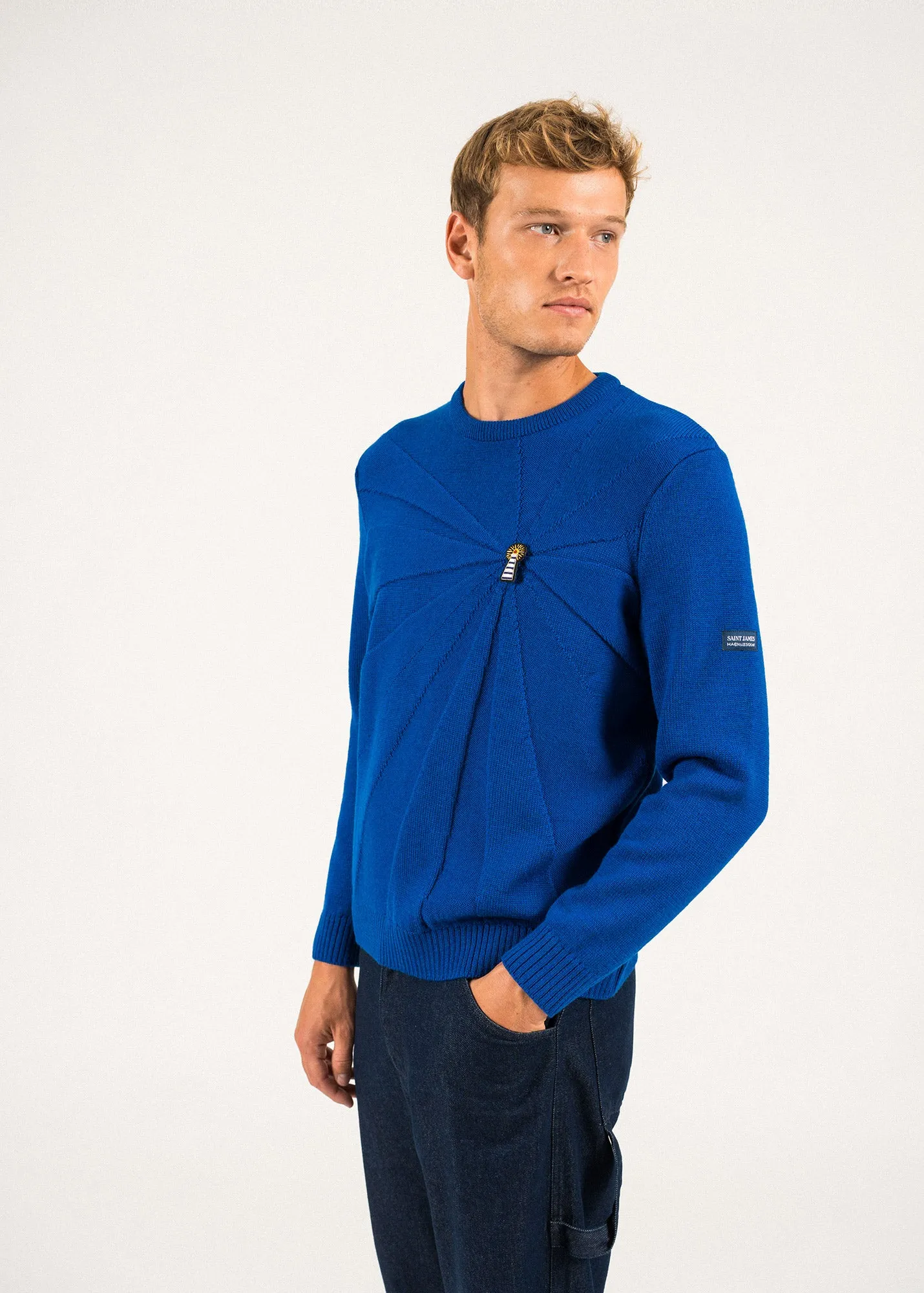 LIGHTHOUSE - Wool Sweater with lighthouse brooch by Macon & Lesquoy (ROYAL BLUE)