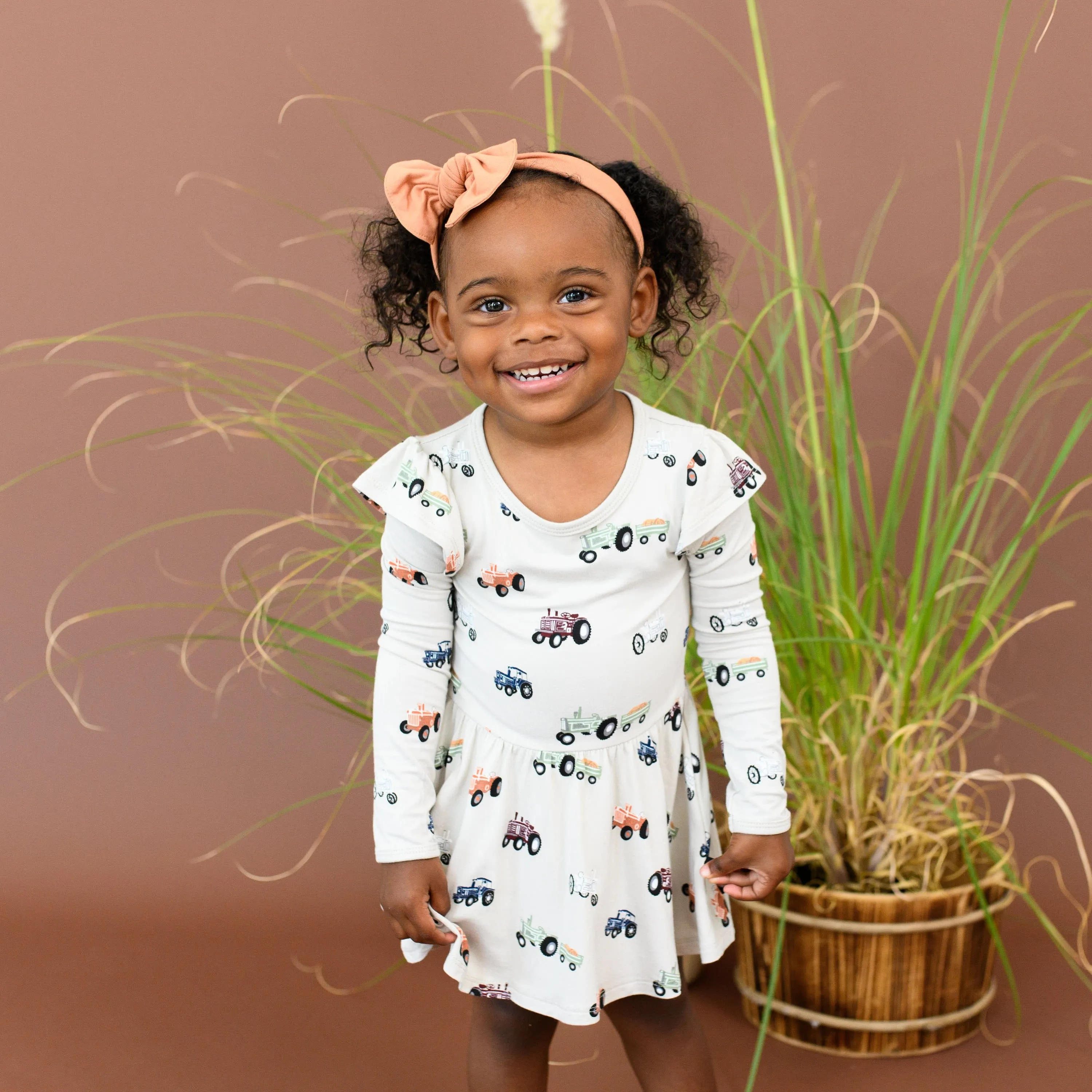 Long Sleeve Twirl Bodysuit Dress in Tractor