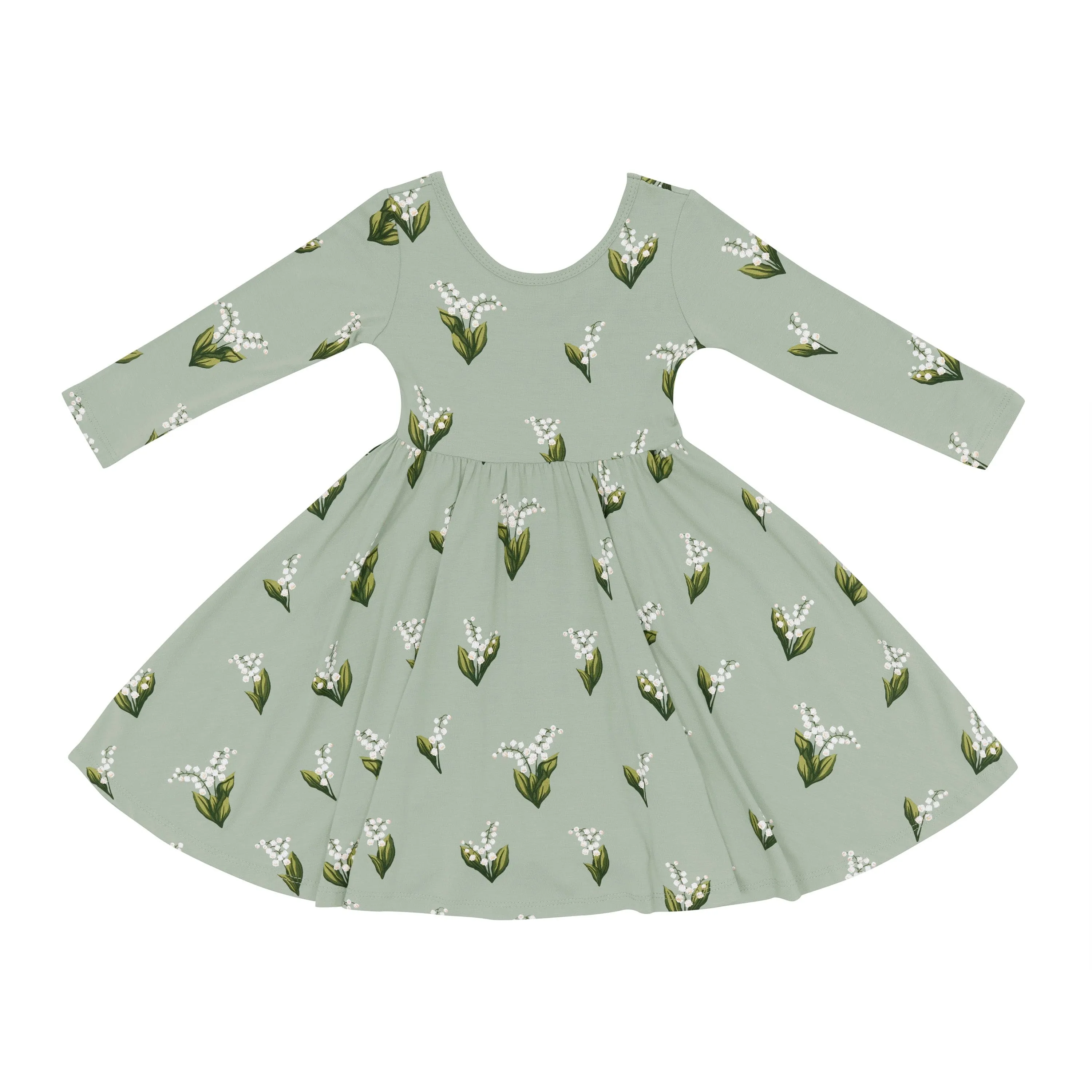 Long Sleeve Twirl Dress in Thyme Lily