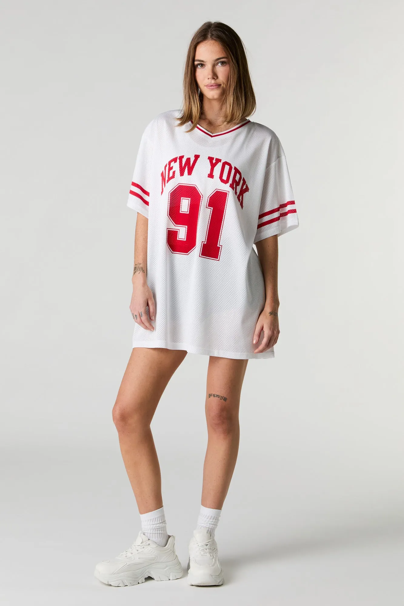 Los Angeles Graphic Mesh Jersey Dress