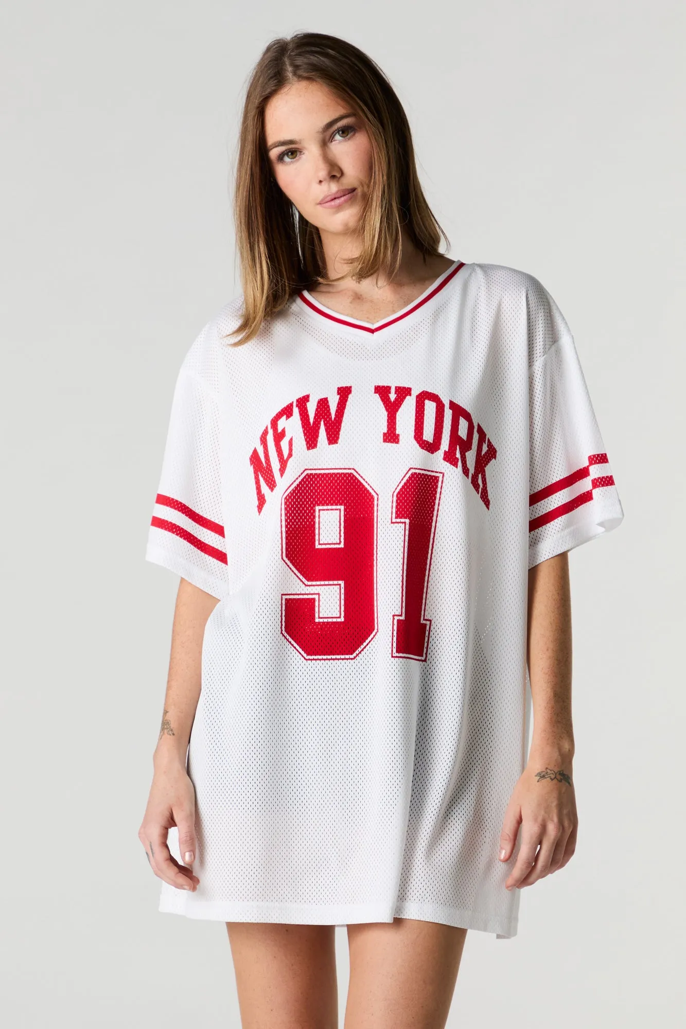 Los Angeles Graphic Mesh Jersey Dress