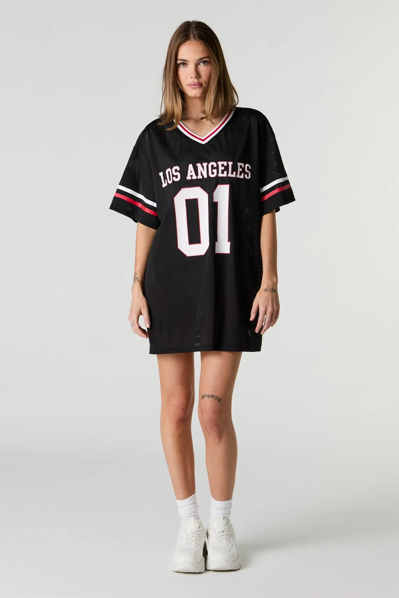 Los Angeles Graphic Mesh Jersey Dress