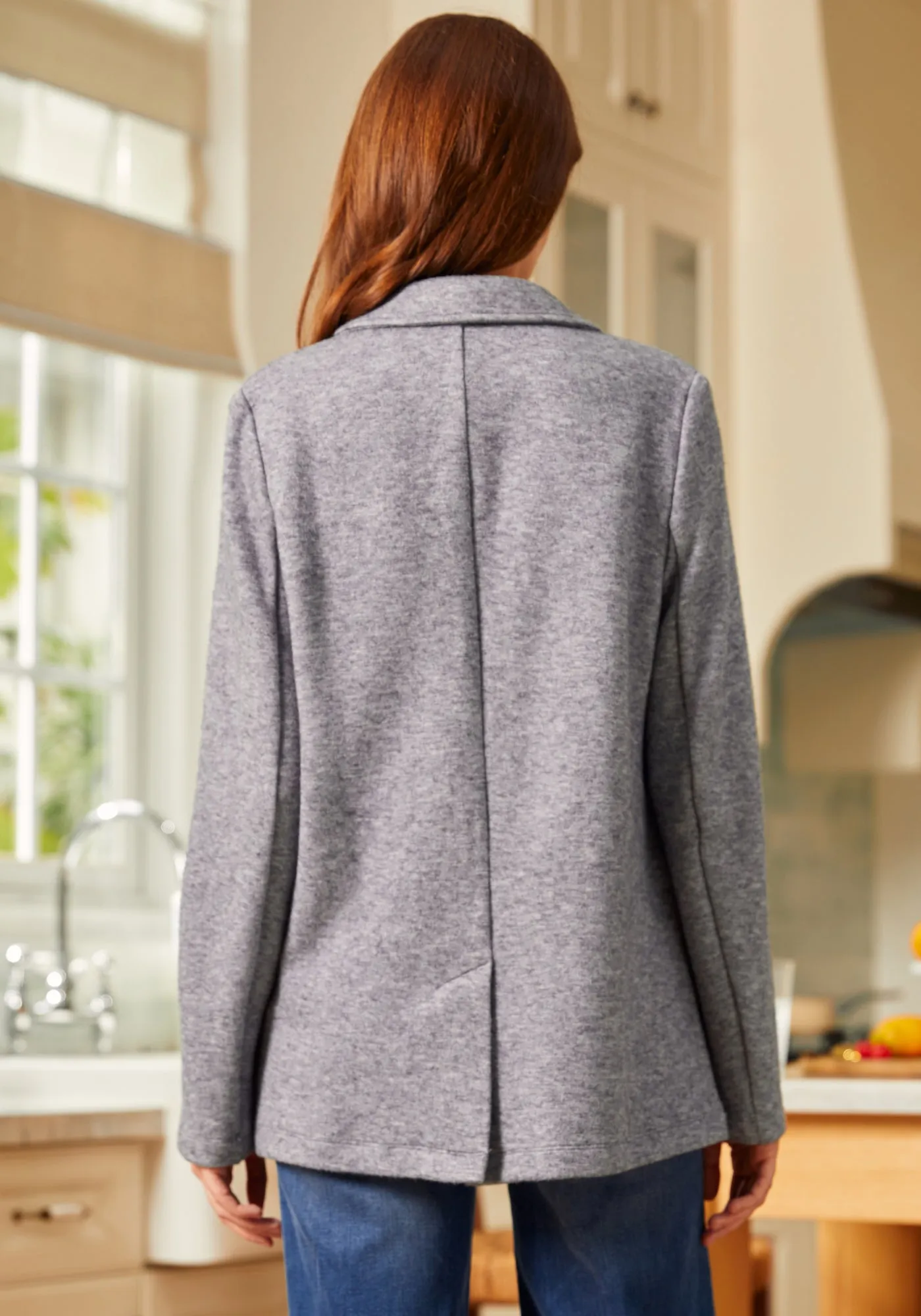 LuxeMelange Double Breasted Blazer (Charcoal)