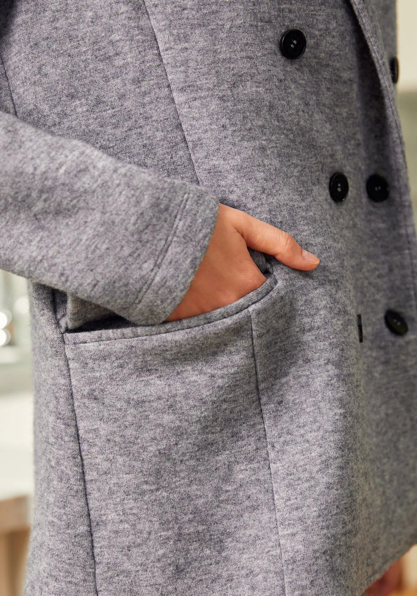 LuxeMelange Double Breasted Blazer (Charcoal)