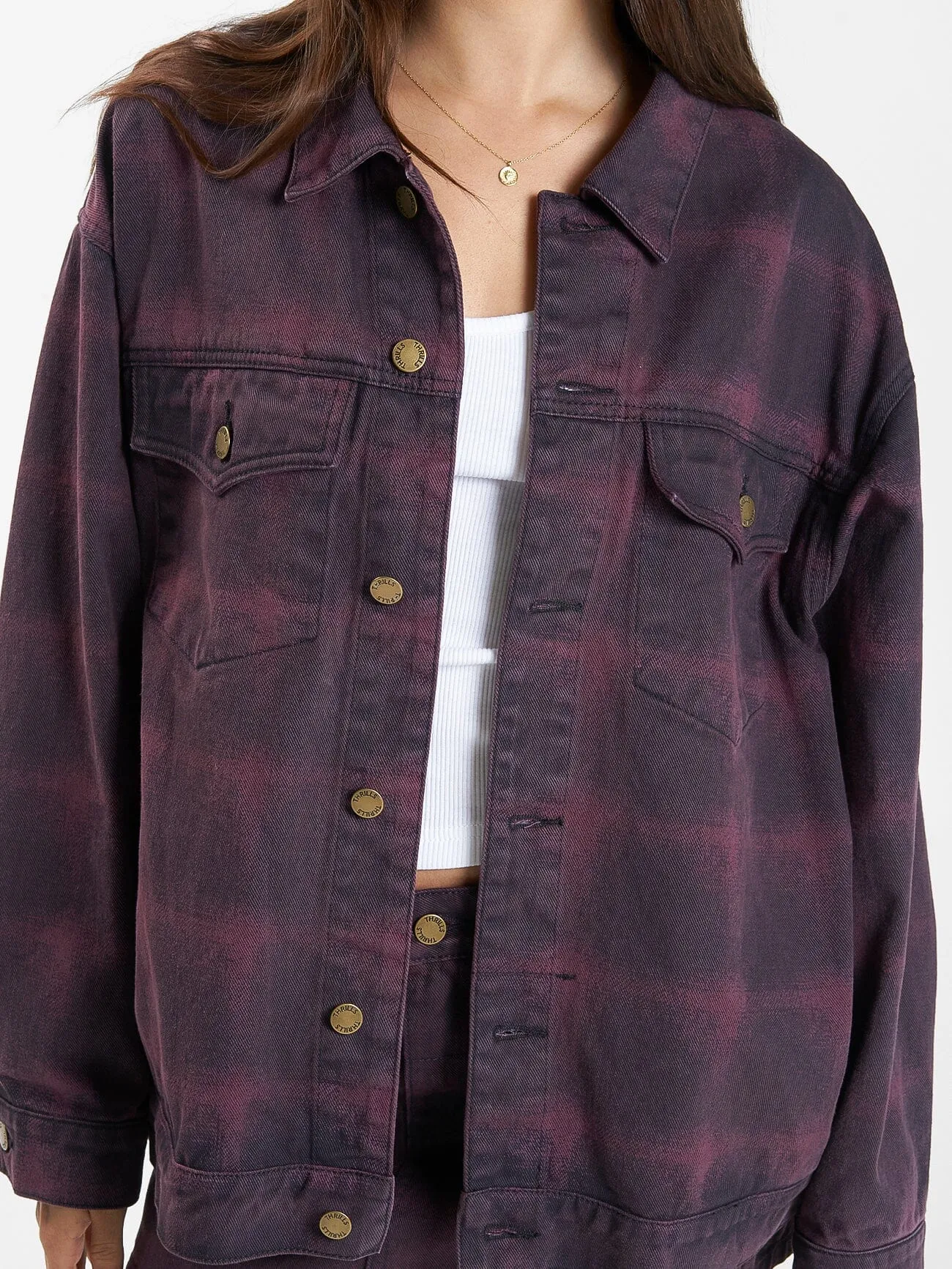 Morgan Barrio Check Jacket - Deep Plum