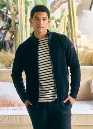 NAVIGATEUR - Comfortable Knit Cardigan with Zip (NAVY)