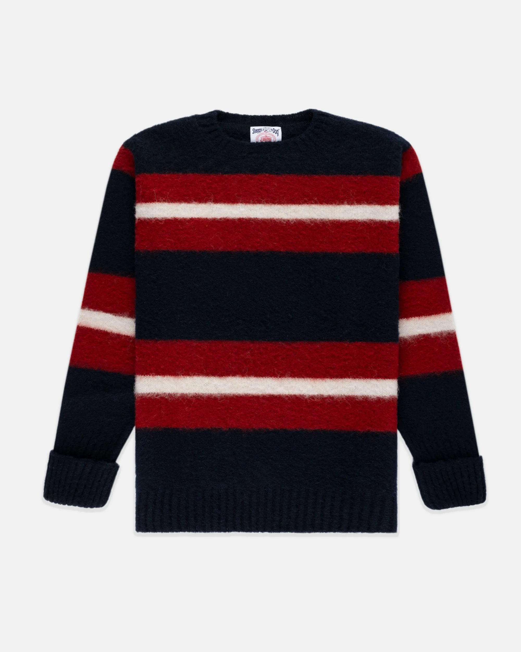 NAVY FRAME STRIPE SHAGGY DOG SWEATER