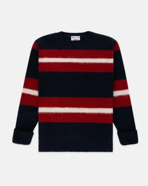 NAVY FRAME STRIPE SHAGGY DOG SWEATER
