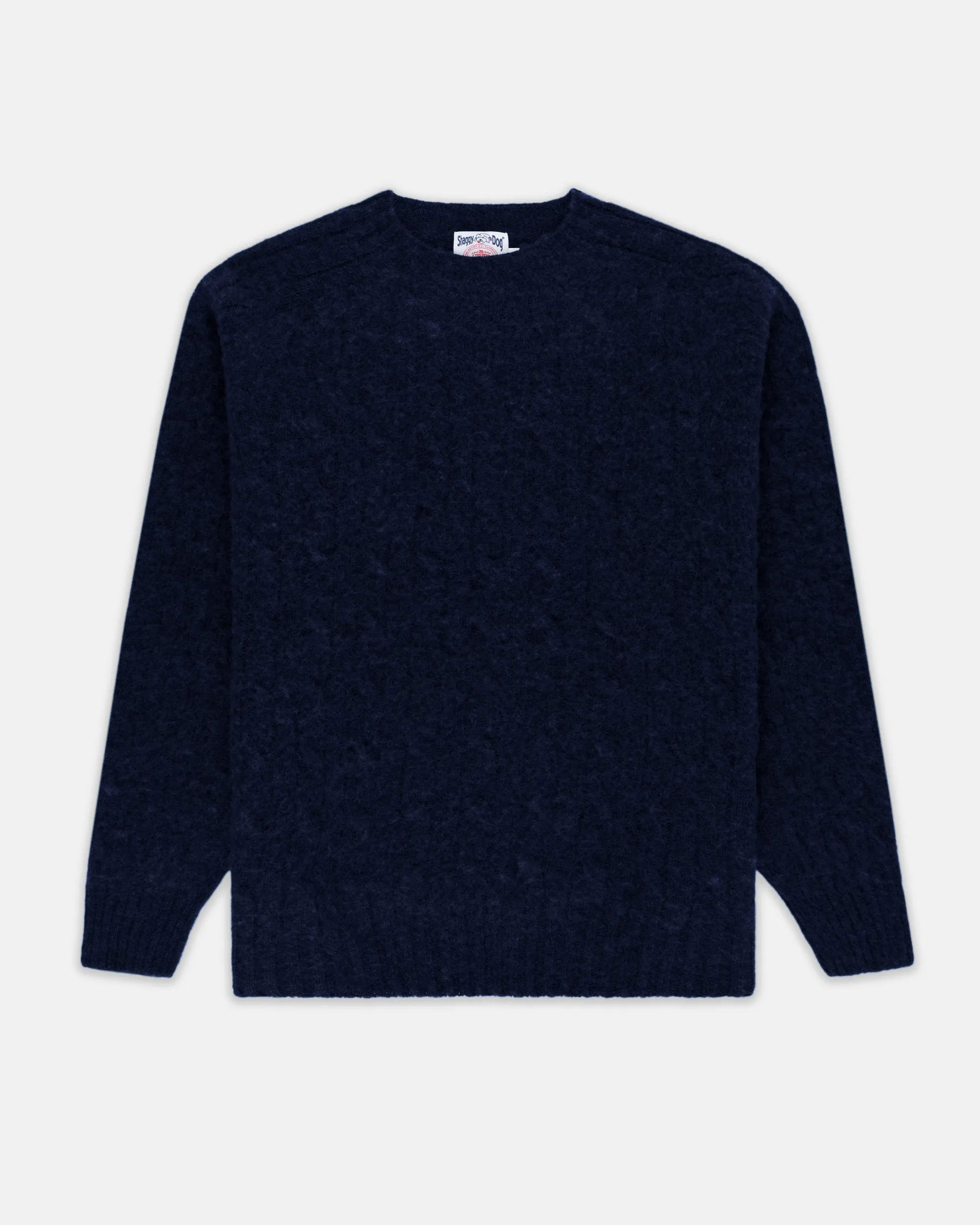 NAVY SHAGGY DOG CABLE CREWNECK SWEATER