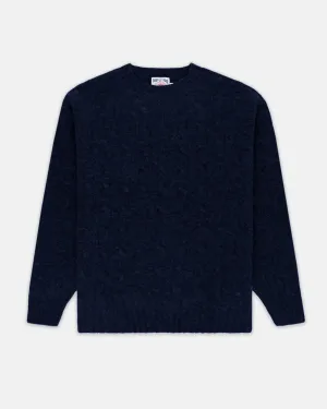 NAVY SHAGGY DOG CABLE CREWNECK SWEATER