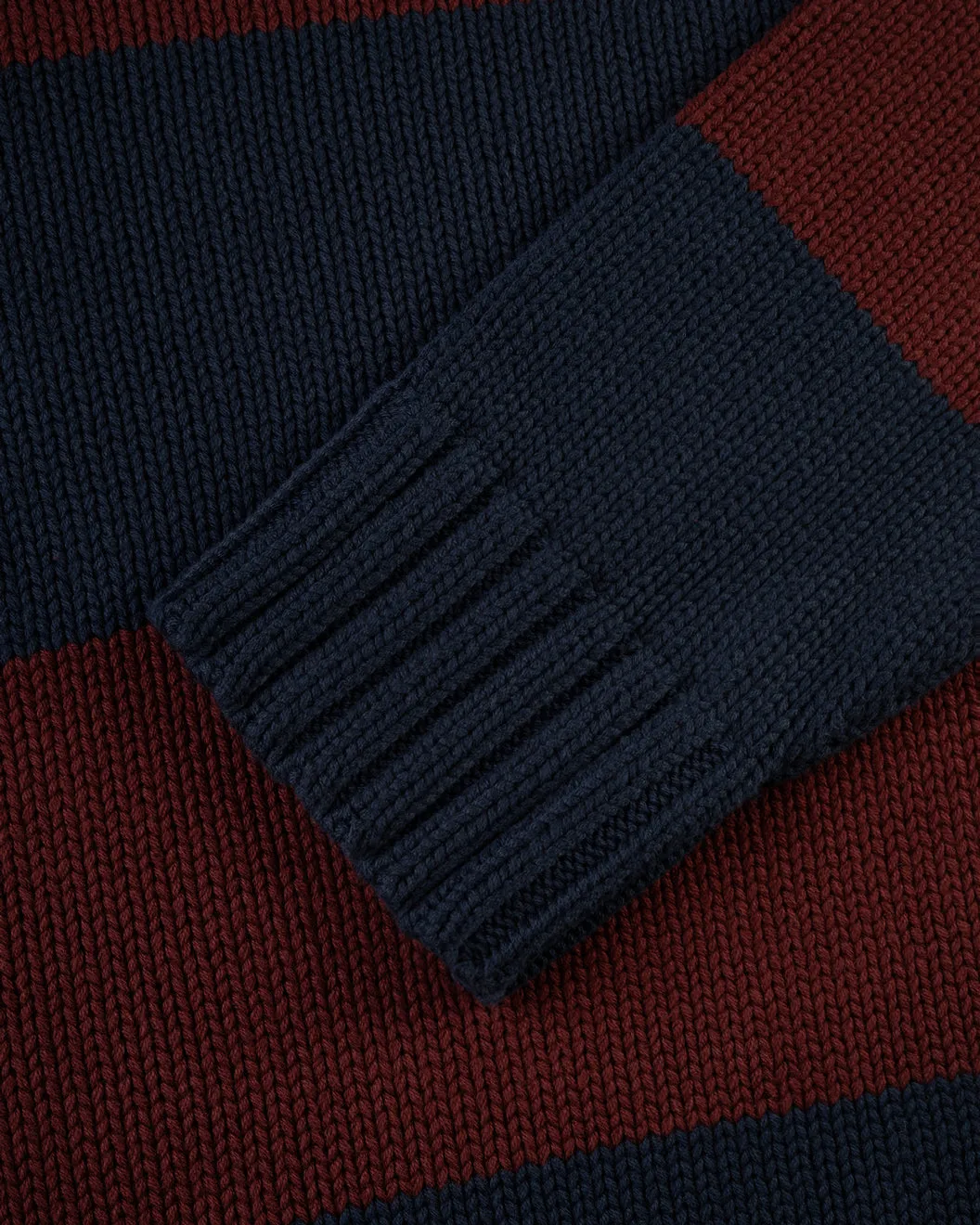 NAVY/BURGUNDY CHUNKY COTTON STRIPE SWEATER