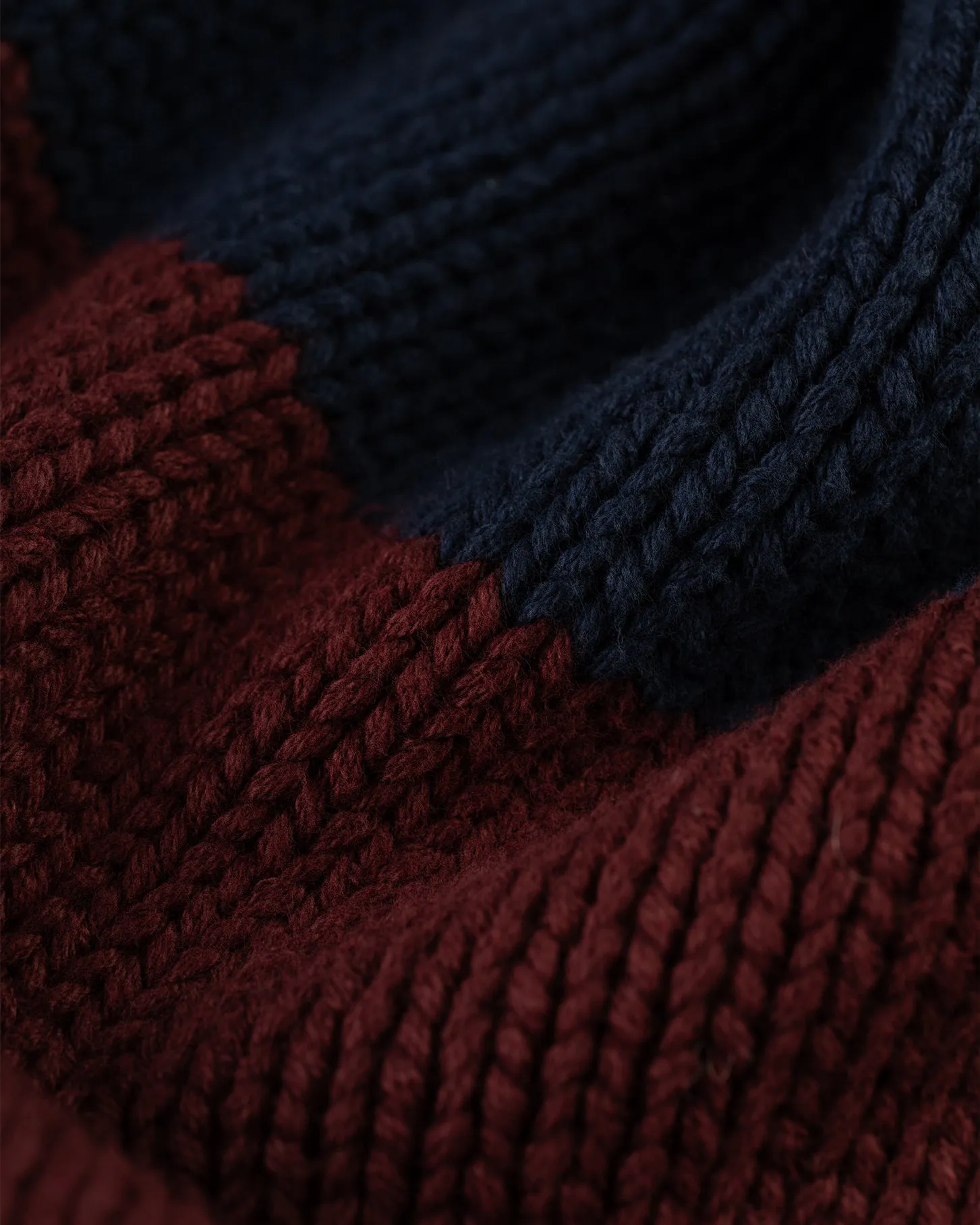NAVY/BURGUNDY CHUNKY COTTON STRIPE SWEATER