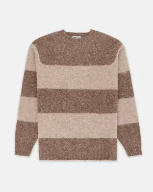 NUTMEG BLOCK STRIPE SHAGGY DOG SWEATER - TRIM FIT