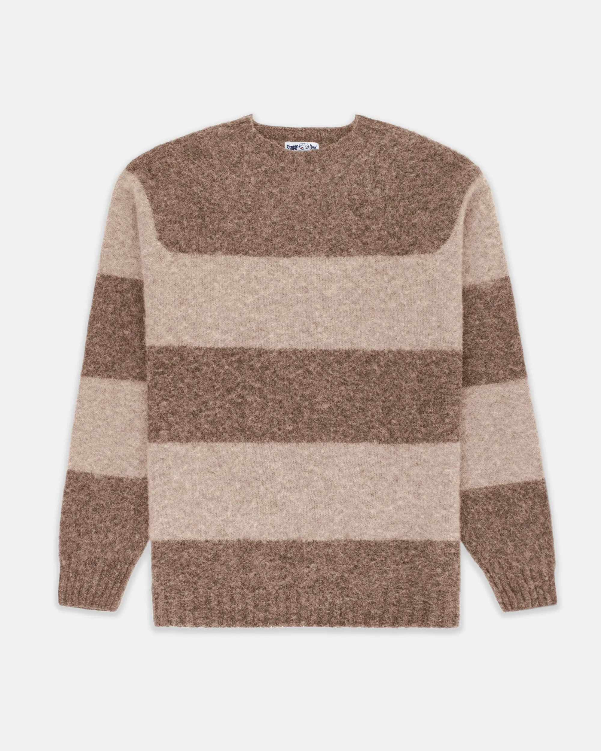 NUTMEG BLOCK STRIPE SHAGGY DOG SWEATER - TRIM FIT