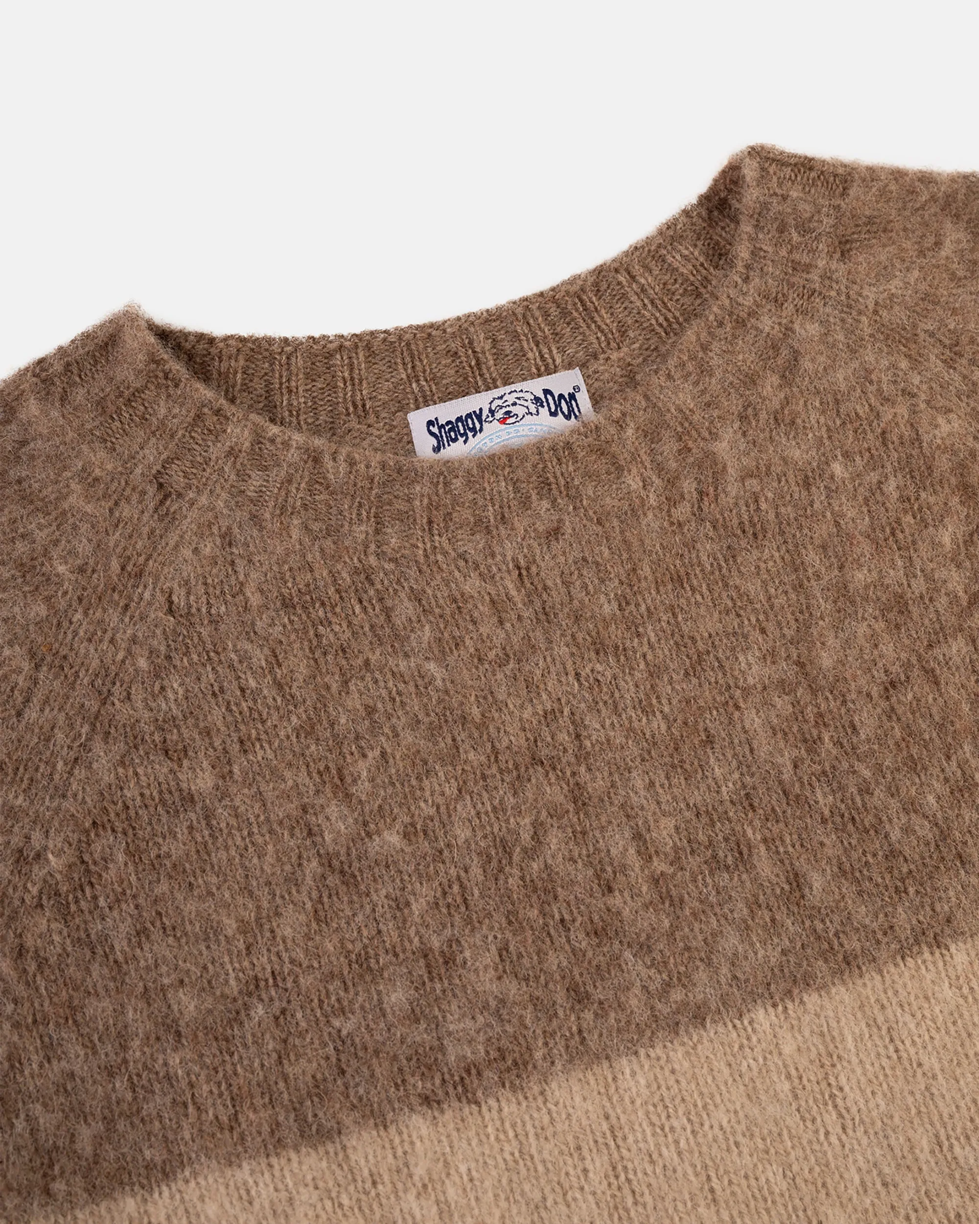 NUTMEG BLOCK STRIPE SHAGGY DOG SWEATER - TRIM FIT