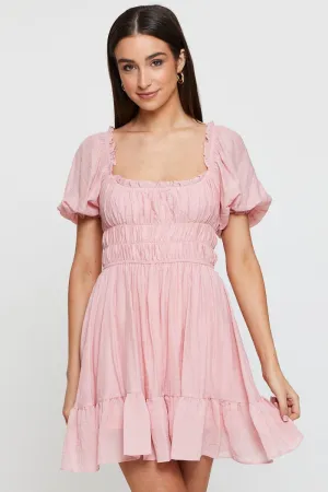 Pink Dress Short Sleeve Mini
