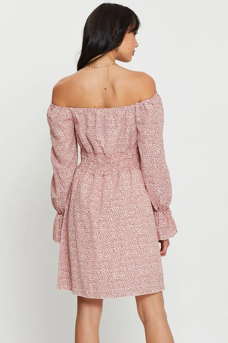 Print Mini Dress Long Sleeve