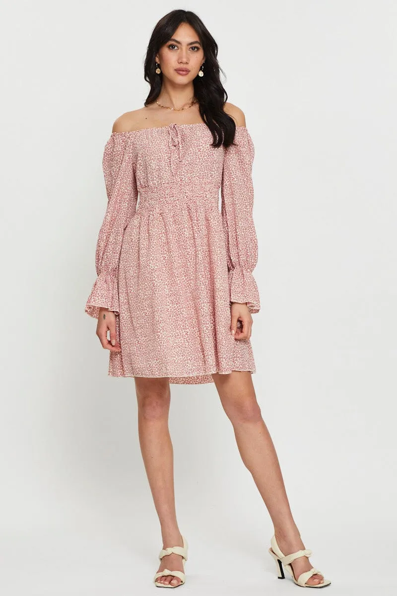 Print Mini Dress Long Sleeve