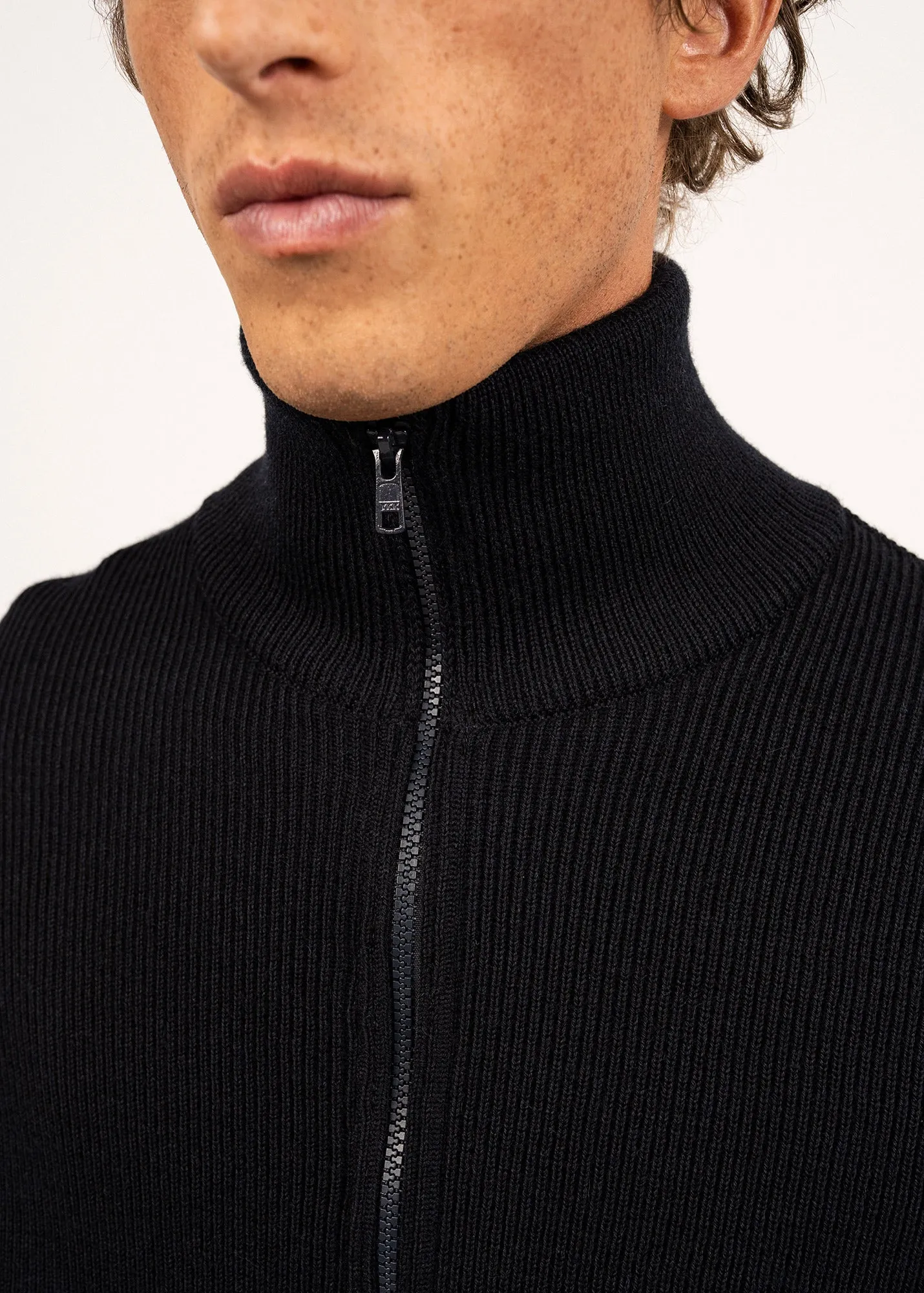 QUIBERON - High Collar Knit Jacket (NAVY)