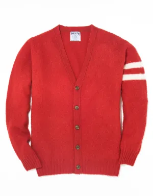 RED SHAGGY DOG UNIVERSITY CARDIGAN - TRIM FIT