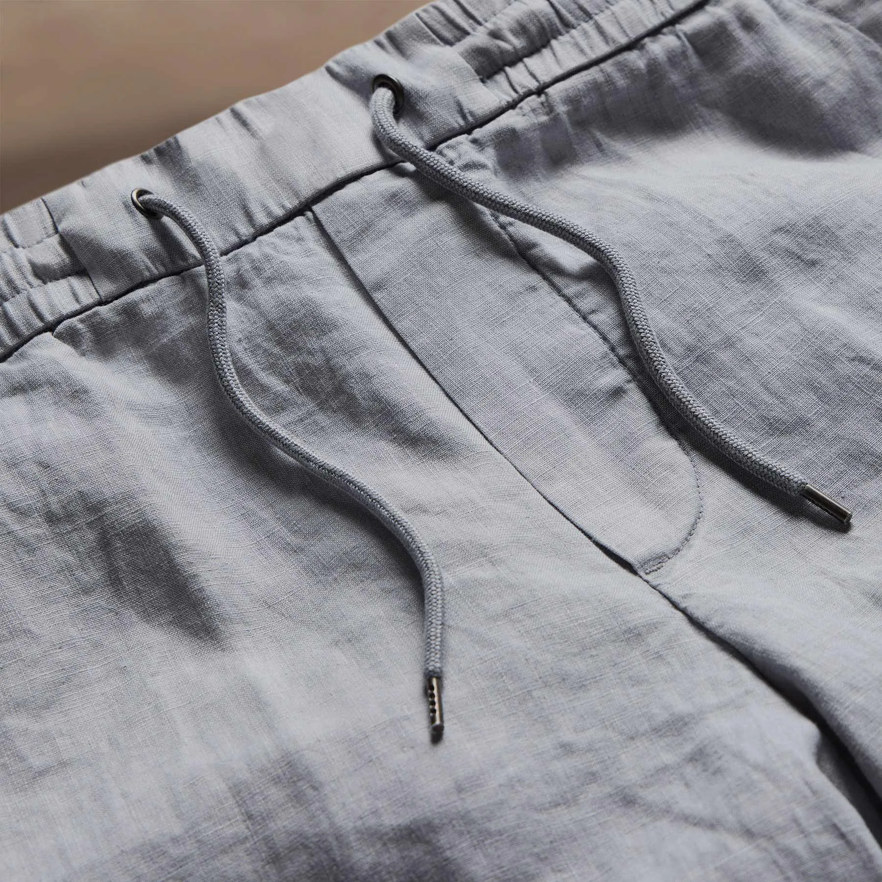 Relaxed Fit Linen Short - Grey Sky Pigment